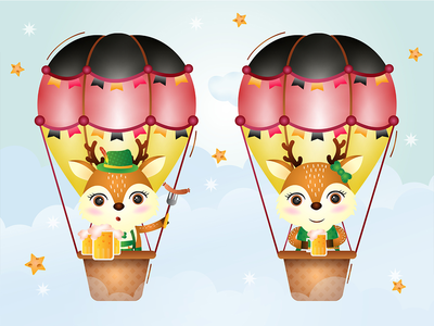 与气球十月节的情侣鹿(couple deer with air balloon octoberfest)