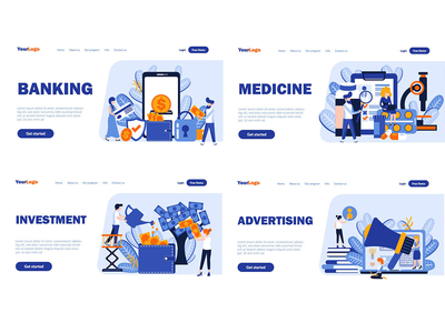 集合平面网站标题登陆 Pgae(Collection Flat Website Header Landing Pgae)