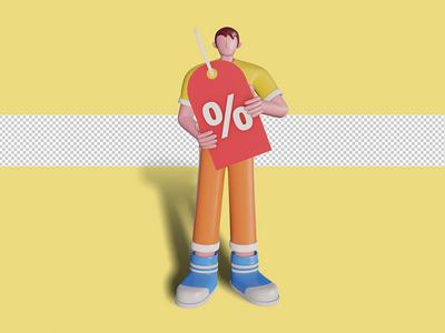 促销折扣的 3d 插图。高级 Psd(3d illustration of sales promotion discount. Premium Psd)