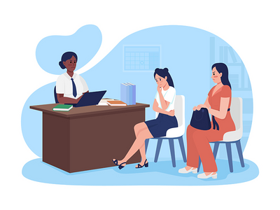 在学校的不良行为 2D 矢量隔离插图(Bad behavior at school 2D vector isolated illustration)