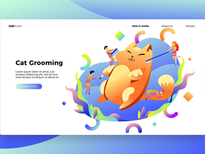 猫美容 - 横幅和登陆页面(Cat Grooming - Banner & Landing Page)