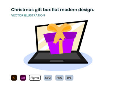 圣诞礼品盒平面现代设计。(Christmas gift box flat modern design.)
