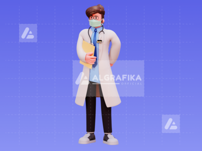 3d 字符男医生插图(3D Character Male Doctor Illustration)