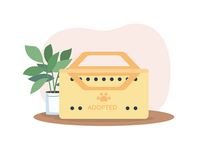 采用动物 2D 矢量网页横幅、海报的框(Box for adopted animal 2D vector web banner, poster)