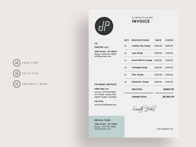 带有黑色的公司发票模板(Corporate invoice template with black)