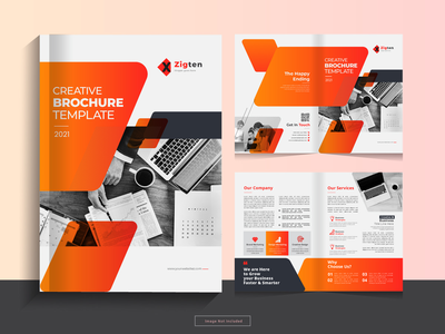 以 A4 格式清洁企业双折业务宣传册设计模板。(Clean corporate bi fold business brochure design template in A4 format.)