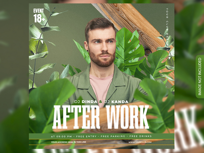 下班后 dj 派对传单或社交媒体帖子和网页横幅(After Work dj party flyer or social media post and web banner)