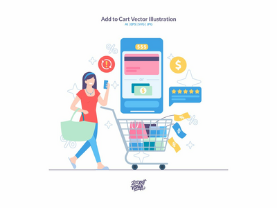 添加到购物车(Add to Cart Vector Illustration)