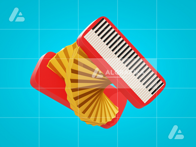 3d 插图手风琴对象(3d illustration accordion object)