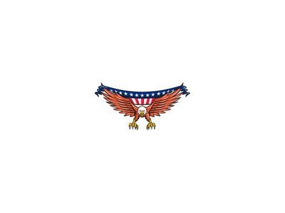 美国鹰俯冲美国国旗复古(American Eagle Swooping USA Flag Retro)