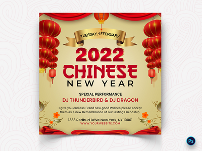 中国新年社交媒体帖子模板(Chinese New year Social Media Post Template)