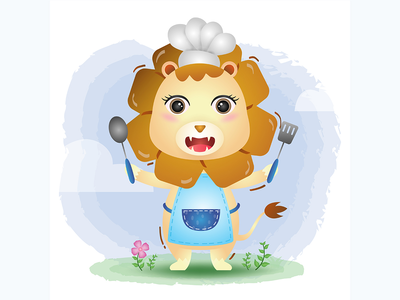 一个可爱的小狮子厨师(a cute little lion chef)