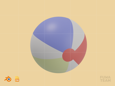 沙滩球 - 3D 旅行和假日插画包（正面）(Beachball - 3D Travel & Holiday Illustration Pack (front))