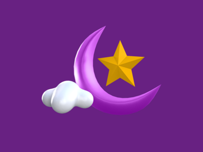 3D 渲染斋月图标-新月和星星(3D Rendering Ramadan Icon - Crescent Moon and star)