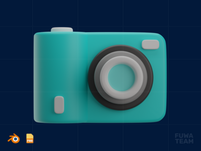 相机 - 3D 平面设计插图（正面）(Camera - 3D Graphic Design Illustration (front))