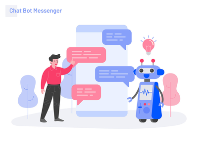 聊天机器人信使图(Chat Bot Messenger Illustration)
