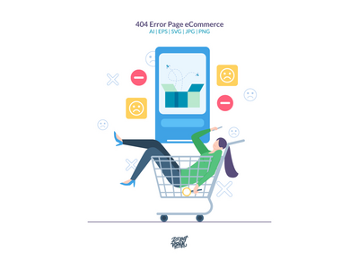 404 错误页面电子商务插图(404 Error Page eCommerce Illustration)