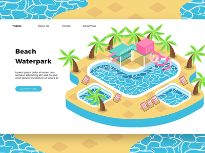 海滩水上乐园 - 横幅和登陆页面(Beach Waterpark - Banner & Landing Page)