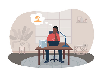 工作倦怠 2D 矢量隔离插图(Burnout from work 2D vector isolated illustration)