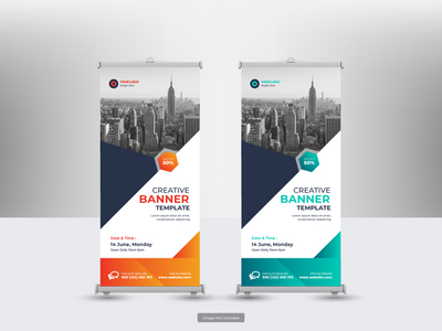 企业卷起横幅或传单社交媒体帖子模板(Corporate roll up banner or flyer social media post template)