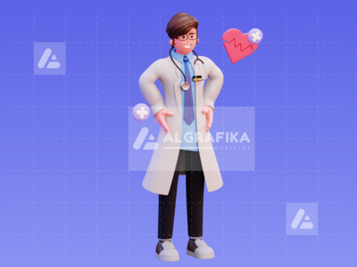 3d 字符男医生插图(3D Character Male Doctor Illustration)