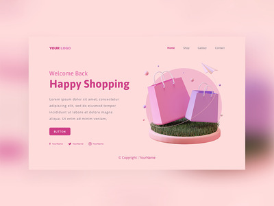 3d 渲染-带有手提袋的登陆页面在线购物(3d render - Landing page online shopping with a tote bag)