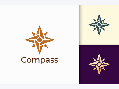 冒险和生存的指南针标志(Compass Logo For Adventure and Survival)