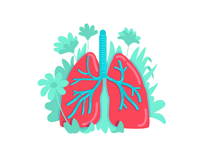 解剖肺平面概念矢量图解(Anatomical lung flat concept vector illustration)