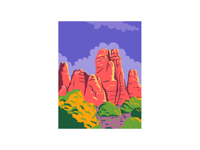 峡谷地国家公园在摩押犹他州犹他州美国 WPA 海报艺术颜色(Canyonlands National Park in Moab Utah Utah United States WPA Poster Art Color)