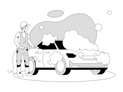 洗车服务图(Car Washing Service Illustration)