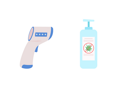 Covid 自助物品平面颜色矢量对象集(Covid selfcare items flat color vector objects set)