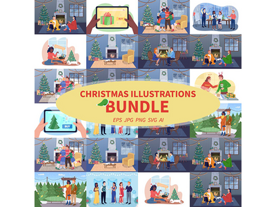圣诞插图包(Christmas illustrations bundle)
