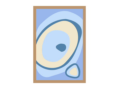 框架半平面彩色矢量对象中的抽象艺术品(Abstract artwork in frame semi flat color vector object)