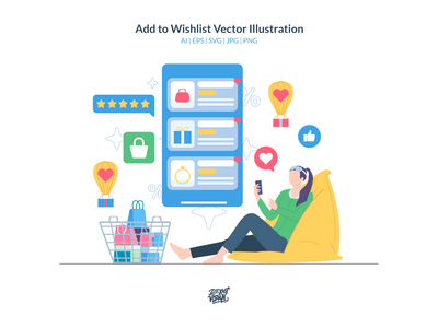 添加到愿望清单 - 电子商务插图(Add to Wishlist - eCommerce Illustration)