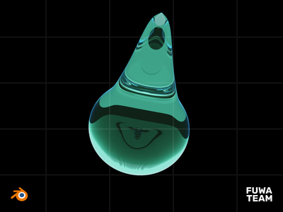 黑暗插图包中的 3D 游戏元素发光 - 水(3D Game elemental glow in the dark illustration pack - Water)