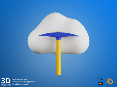 云挖掘-加密货币挖掘 3D 插图(Cloud Mining - Cryptocurrency Mining 3D Illustration)