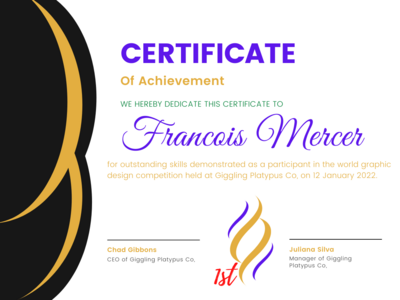 成就证书奖励证书(CERTIFICATE OF ACHIEVEMENT)