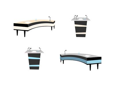 会议桌平面颜色矢量对象集(Conference tables flat color vector objects set)