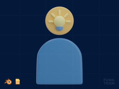 头脑风暴 - 3D 设计思维插图（正面）(Brainstorm - 3D Design Thinking Illustration (front))