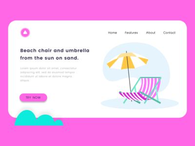 沙滩椅和雨伞从太阳上沙矢量图。(Beach chair and umbrella from the sun on sand vector illustration.)