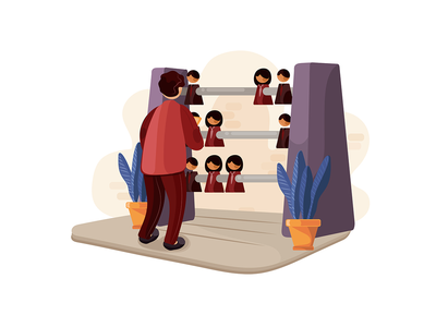 商人从算盘中选择员工(Businessman selecting employee from abacus)