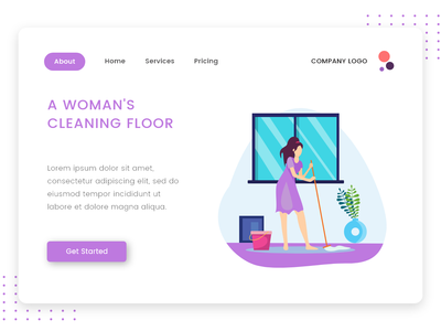 一个女人的清洁地板矢量图(A woman's cleaning floor vector illustration)