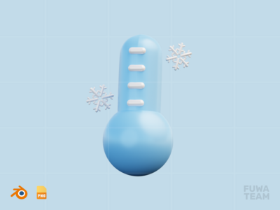 寒冷的温度 - 3D 冬季插图（正面）(Cold Temperature - 3D Winter Illustration (front))