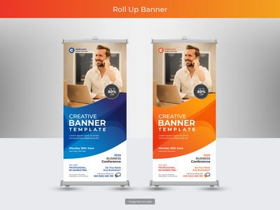 企业卷起横幅或传单社交媒体帖子模板(Corporate roll up banner or flyer social media post template)