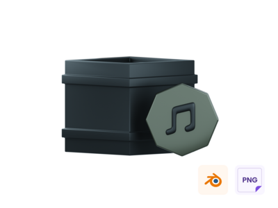 盒子和音乐 3D 图标(Box & Music 3D Icon)