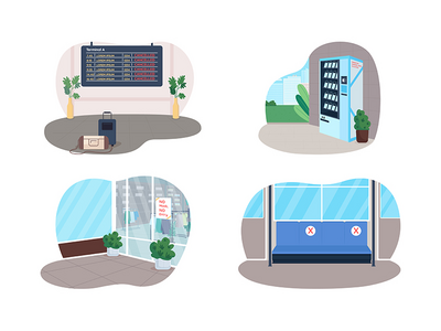 Covid 锁定 2D 矢量网页横幅、海报集(Covid lockdown 2D vector web banner, poster set)