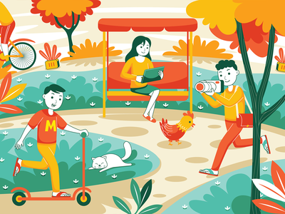 城市公园矢量图 01(City Park Vector Illustration 01)