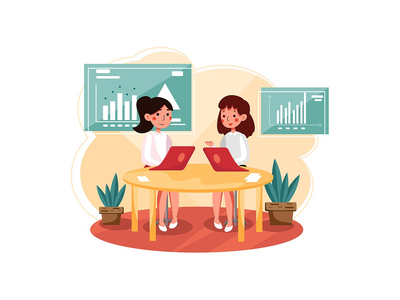 研究图表和图表的女商人(Business women working on chart and diagram)