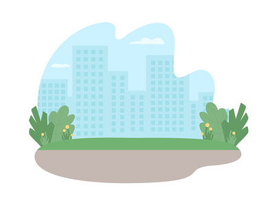 城市景观 2D 矢量网页横幅、海报(Cityscape 2D vector web banner, poster)