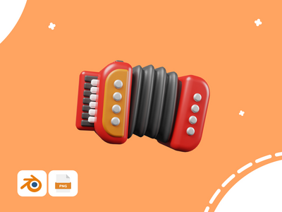 手风琴 - 音乐 3D 插图包(Accordion - Music 3D Illustration Pack)